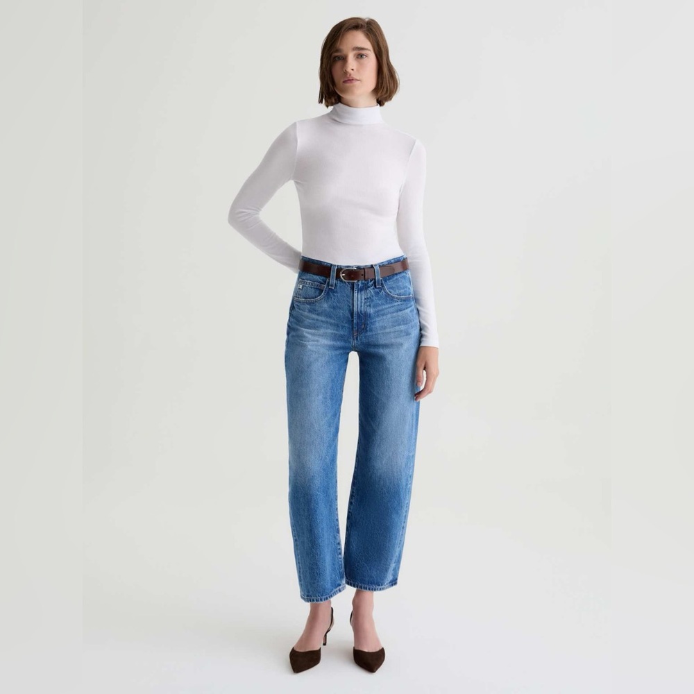 Ag Adriano Goldschmied Women's Mid Blue Cropped Jeans